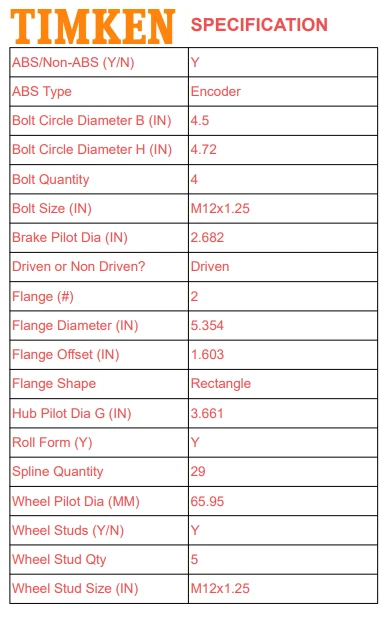 Conjunto de cojinete de cubo de rueda delantera Timken para Murano 2003-2007 2004-09 Quest 5 tacos Foto 2 de 4