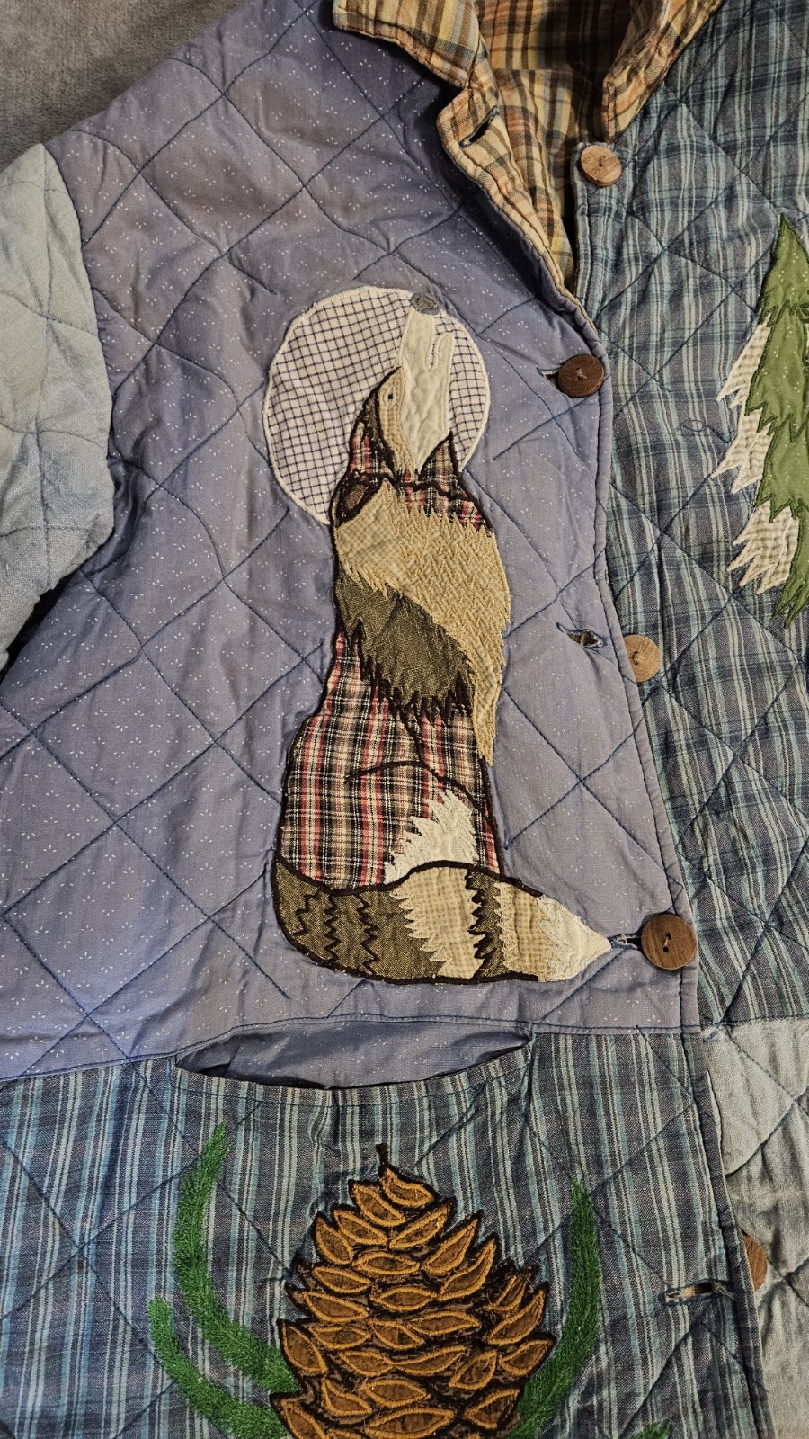 Vintage Patch Magic Quilted Jacket Wolf Full Moon… - image 3