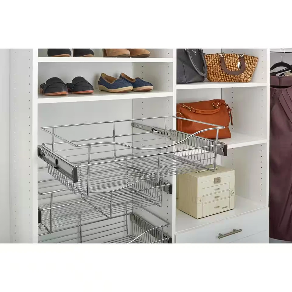7 In. H X 30 In. W Chrome Steel 1-Drawer Wide Mesh Wire Basket - Image 2 of 4