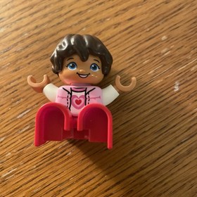 Lego: Duplo - Child Girl w/Red Legs, Pink Top, Heart, Black Hair Figure C2