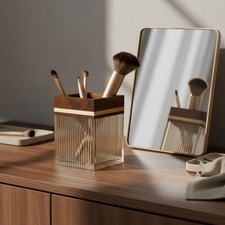 Acrylic Makeup Brush Holder Multi-Functional Square Vanity Brush Holder
