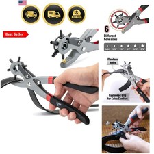 Leather Hole Punch Tool - Multi Size Punch for Belts Leather - Belt Punch f...