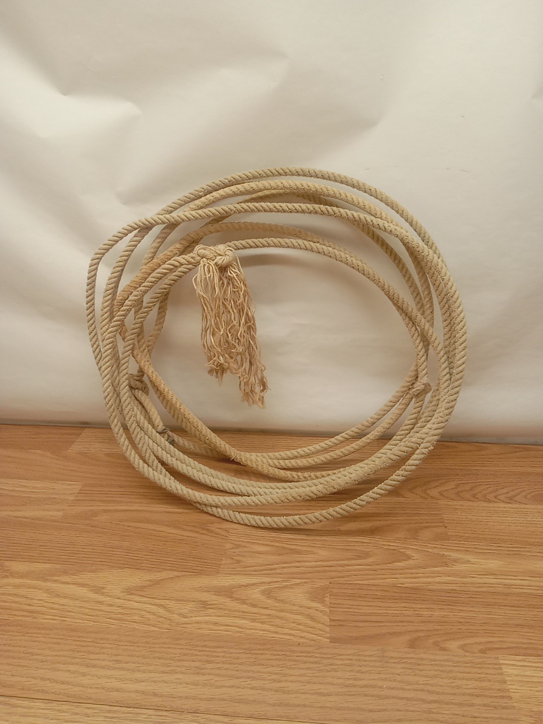 Old Lasso Rope, "Retired" Cowboy Lariat, West Texas Vintage Western Wall Hanger