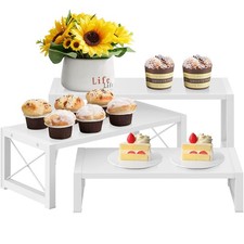 White 3-Tier Cupcake Stand  Wooden Display Riser, Dessert Stand for Cupcakes...
