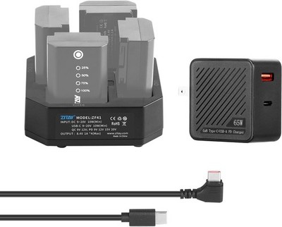 ZITAY 4-Ch NP-FZ100 Fast Charger Kit, 65W PD Adapter & LCD for Sony A7III A7RIII