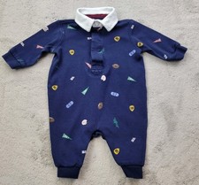 Ralph Lauren Rugby One Piece Baby Boys 3 Months Blue All Over Sports Print