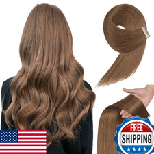 Tape in Hair Extensions Human Hair Medium Brown Remy Hair Extensions 20pcs 14 In