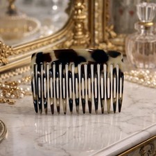 Vtg French Handmade Lucite Hair Comb - 3x2  - Abstract Art Design - 1970s France