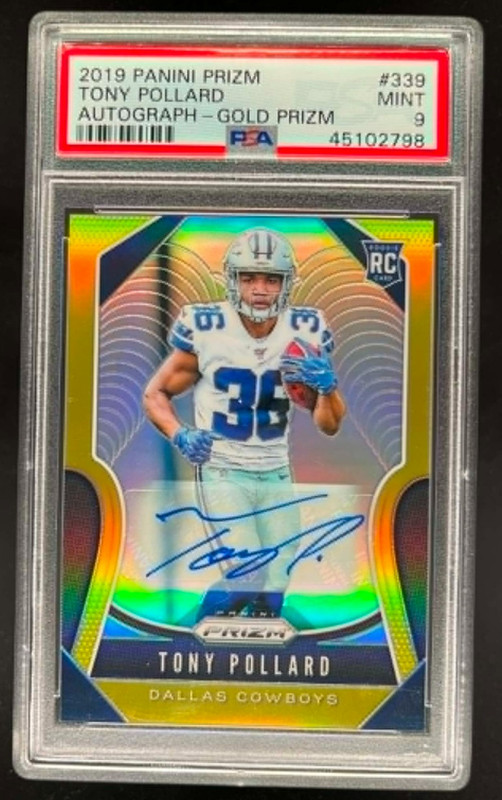 2019 PANINI PRIZM TONY POLLARD RC ROOKIE AUTO GOLD PRIZM #D 04/10 PSA 9 MINT