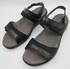 SAS Shoes Nudu Sandals Black Leather Comfort Heel Strap Women's Size 7.5M USA