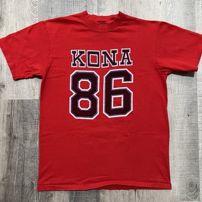 VTG 80s KONA HAWAII #86 TOURIST SOUVENIR Red Big Island Surfing Beach Travel Tee