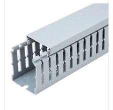 Cable Management Tidy Holder Grey Slotted Open Slotted Trunking With Lid 6 x2m