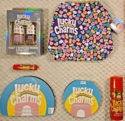 Lucky Charms HUGE NEW GIFT SET LOT Eyeshadow Palettes Makeup Bag Lip Balms NIB