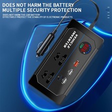 Power Inverter, 8-in-1 DC 12V to 110V AC Car Plug Adapter Outlets Converter