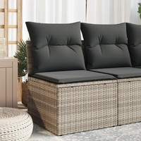 Gartensessel Ohne Armlehnen Poly Rattan Hellgrau Mit Kissen