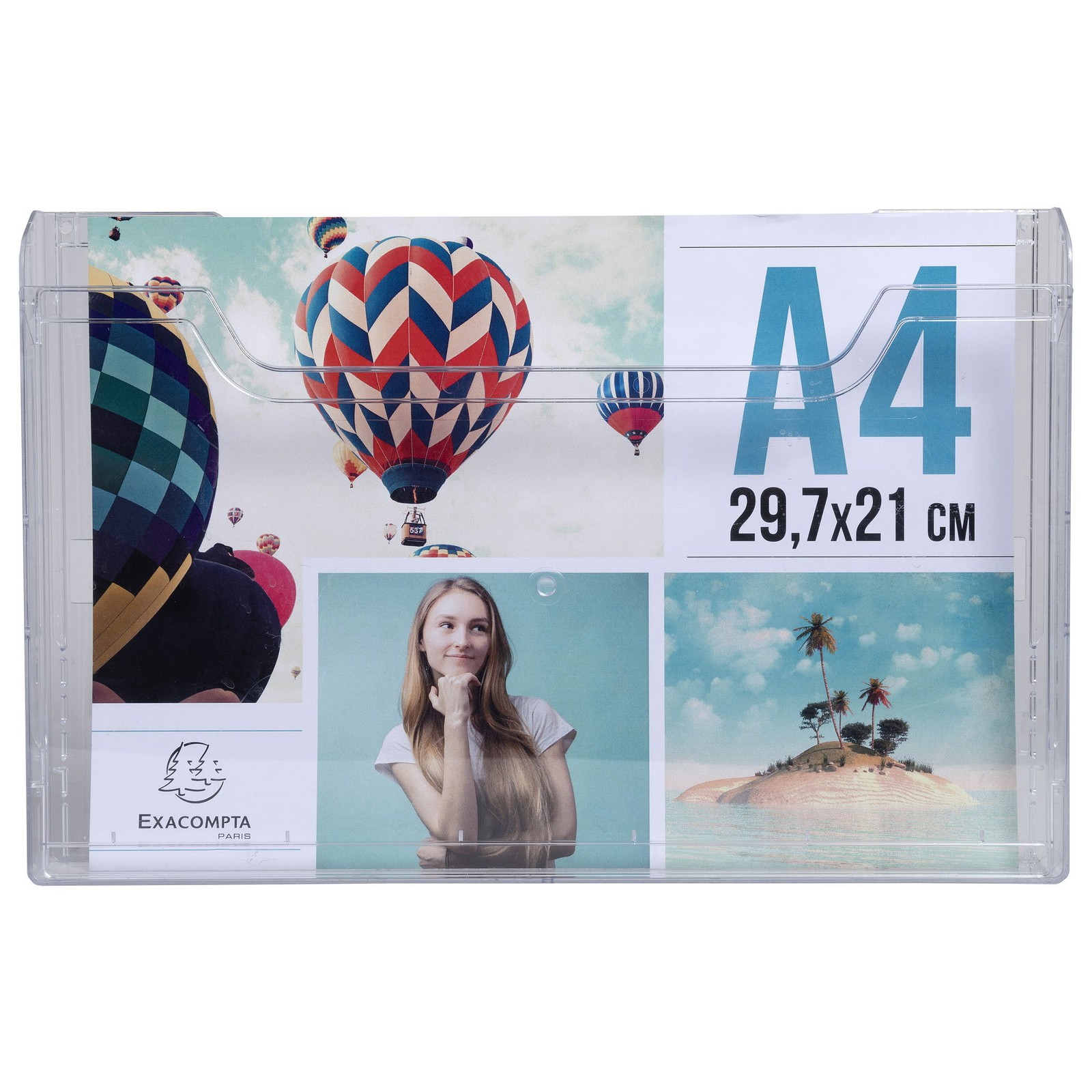Distributeur de prospectus horizontal A4 porte-brochure plexi cristal 65658D
