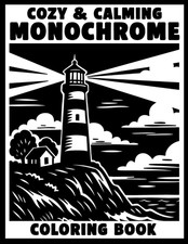 Cozy  Calming Monochrome Coloring Book: Black  White Fun for Adults and Kids,
