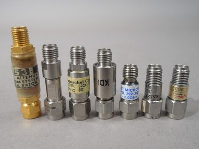 NOS - Lot of (7) SMA Attenuators Midwest, Elcom, Weinschel, KDI