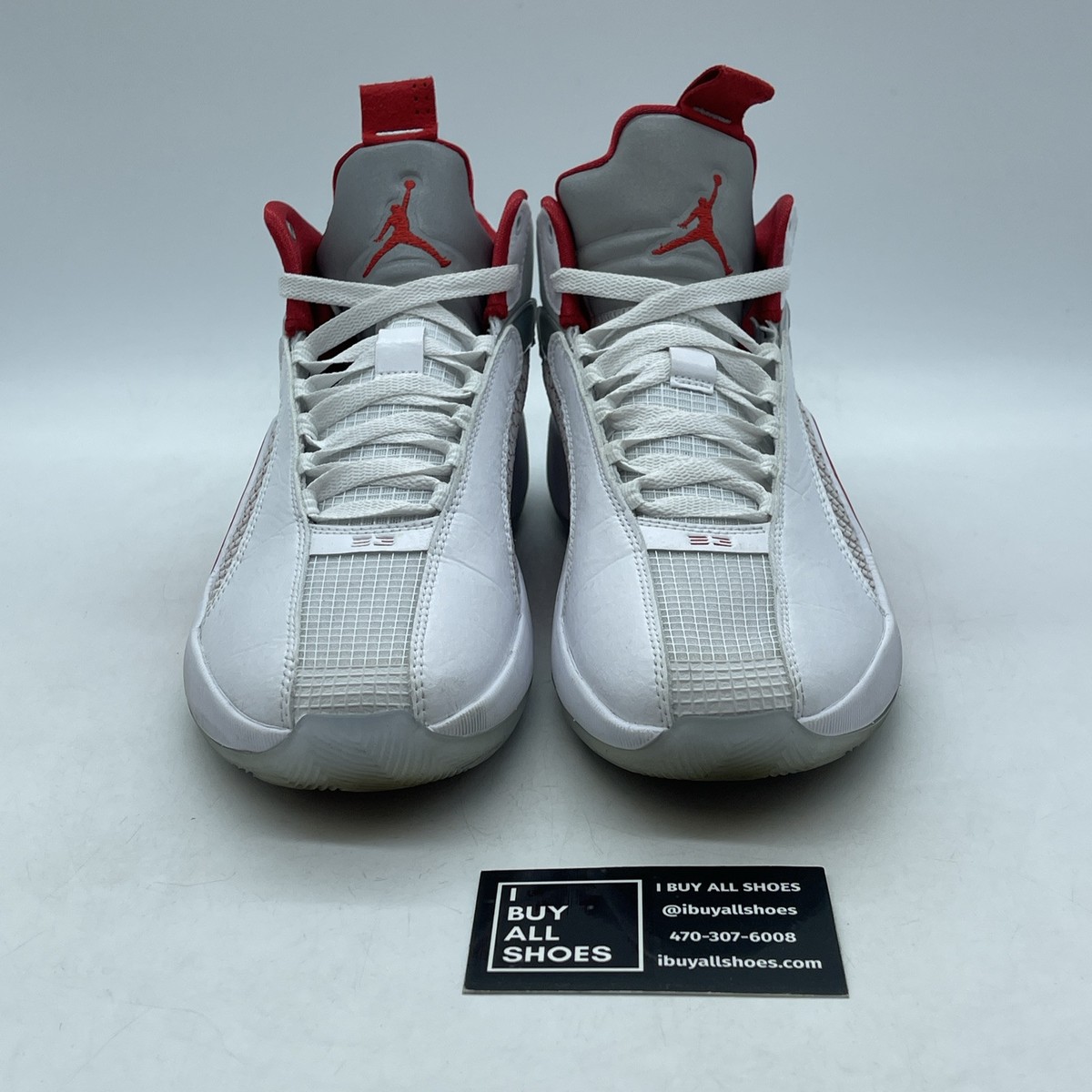 Size 7Y NIKE Air Jordan 35 White Fire Red Grey Suede Leather