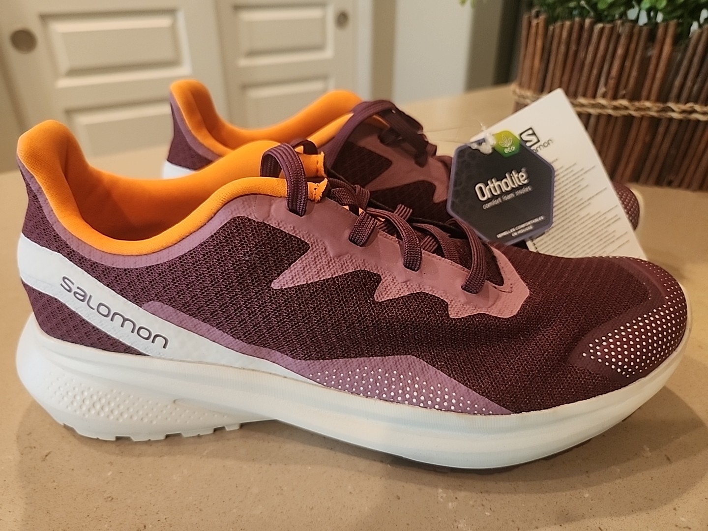 Scarpe da corsa Salomon donna Impulse Trail viola arancione bianco taglia 8 nuove con etichette