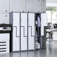 71" Tall 2-Door Lockable Metal Locker, For Gym, School, Office & Warehouse