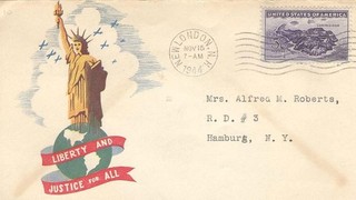 WW II Patriotic Cover Liberty & Justice For All M6842 Open R S