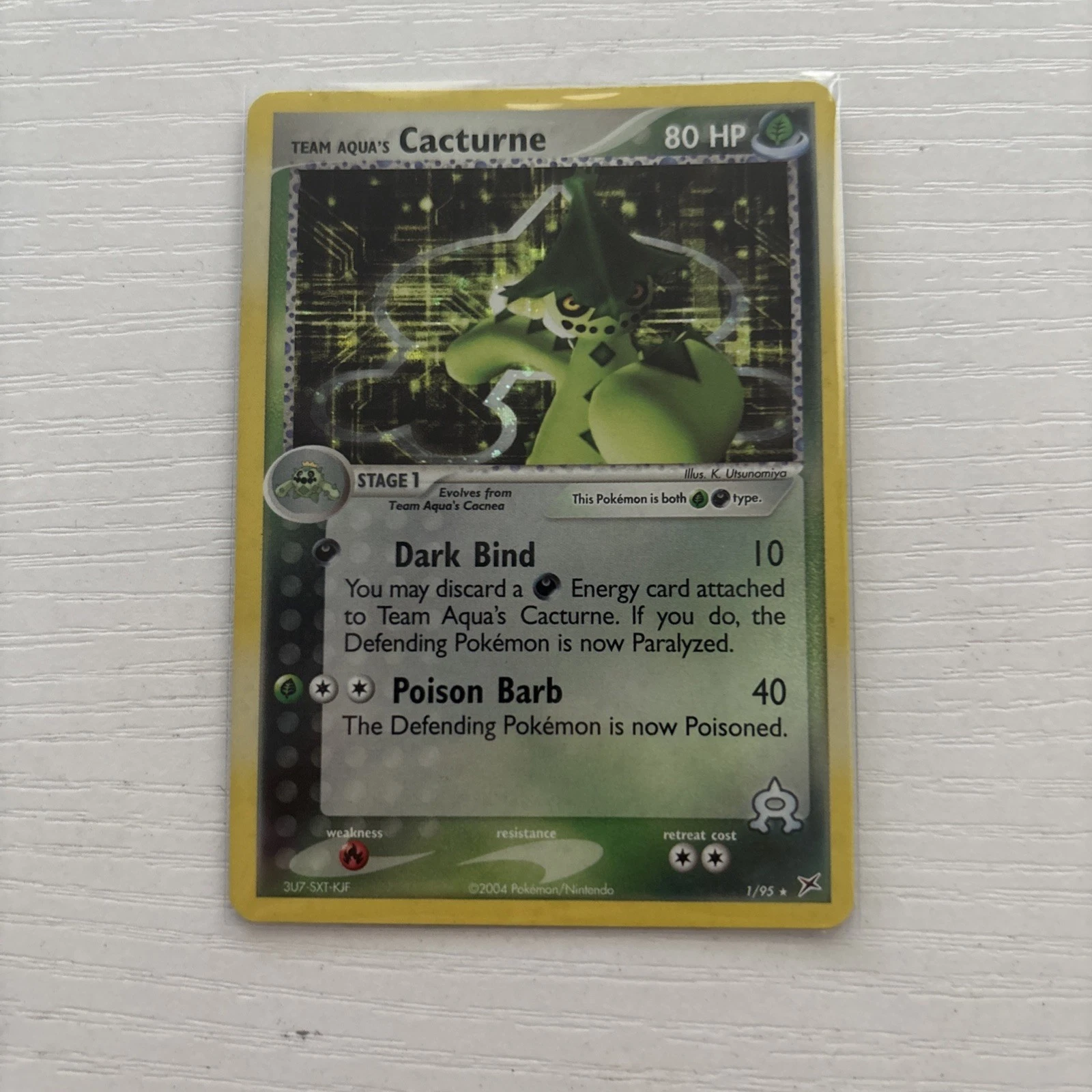 2004 Pokemon Team Aqua’s Cacturne 1/95 Reverse Holo EX Team Magma vs Team Aqua