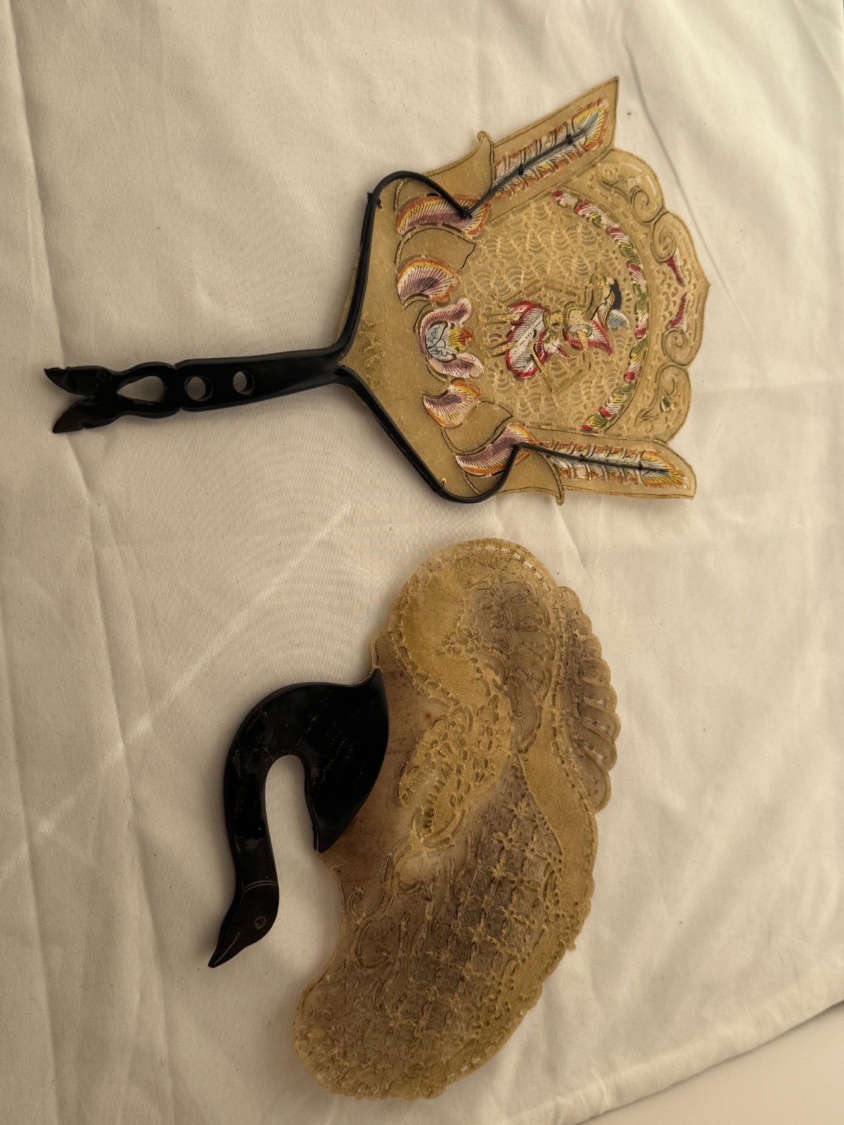 Two Vintage Hand-Held Java Buffalo Hide (vellum) … - image 2