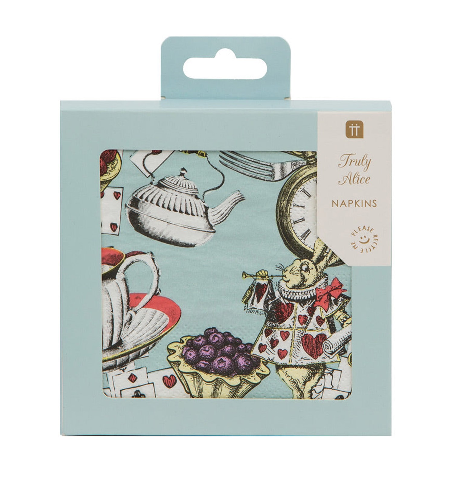 Alice in Wonderland Napkins Blue Canape Drinks Serviettes Mad Hatters Tea Party