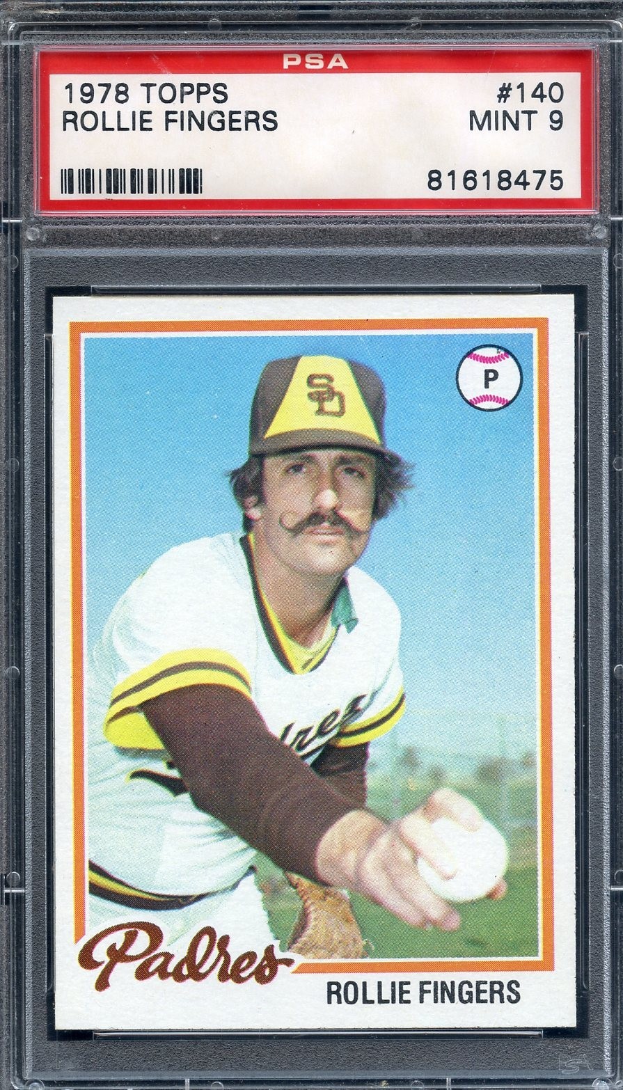1978 Topps #140 Rollie Fingers PSA 9 Tough Mint HOF San Diego Padres 8475