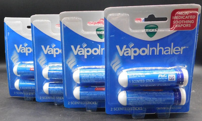 4PK Vicks VapoInhaler 2 Scented Sticks Each New & Sealed