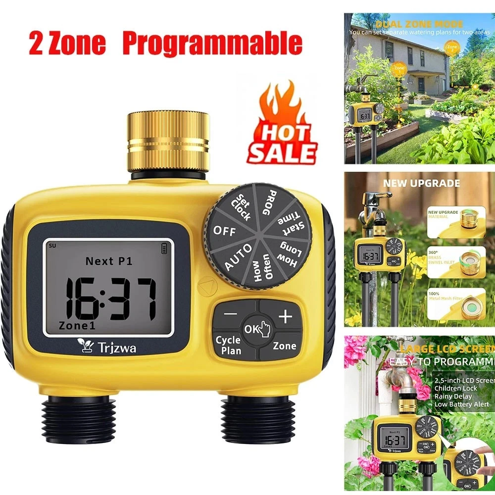 SPRINKLER TIMER OUTDOOR with BRASS SWIVEL WATER TIMER for GARDEN HOSE 2 ZONE New
Opens in a new wind