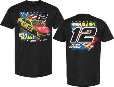 RYAN BLANEY #12 MENARDS NASCAR PATRIOTIC BLACK TEE SHIRT L3712 NEW