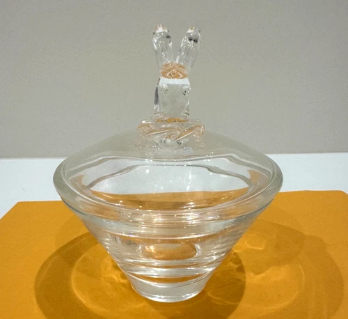 Vintage Mid-Century STEUBEN Glass Crystal 7" Ram's Head Candy Dish Irene Benton