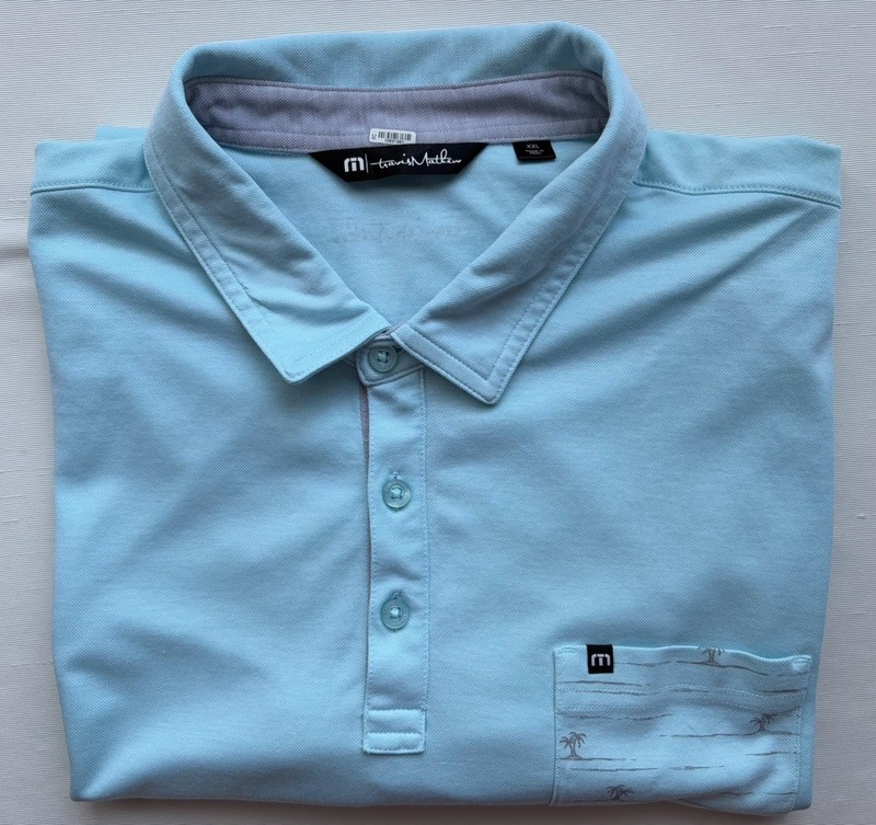 Travis Mathew Men’s Sz XXL Short Sleeve Collared Polo Shirt Cotton Blend Blue