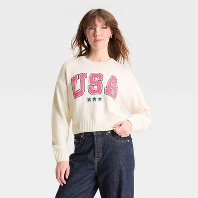 Grayson Threads Women s Large USA Sweater NWT Long Sleeve Cotton Blend $29.99 