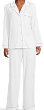 Eberjey Gisele TENCEL Modal Long PJ Set - White/IceBlue - XS