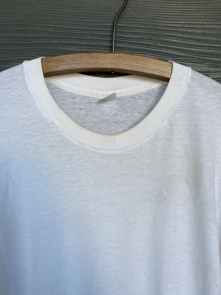 Camiseta blanca en blanco JC Penny vintage años 70 para hombre 42 mediana puntada única hecha en EE. UU. Foto 2 de 4