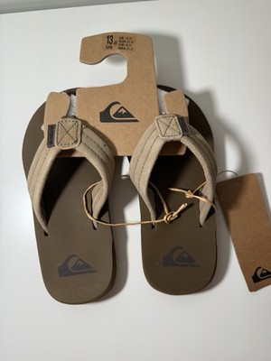 Quicksilver Boys Youth Flip Brown Carver Suede Flops Size 13 NWT