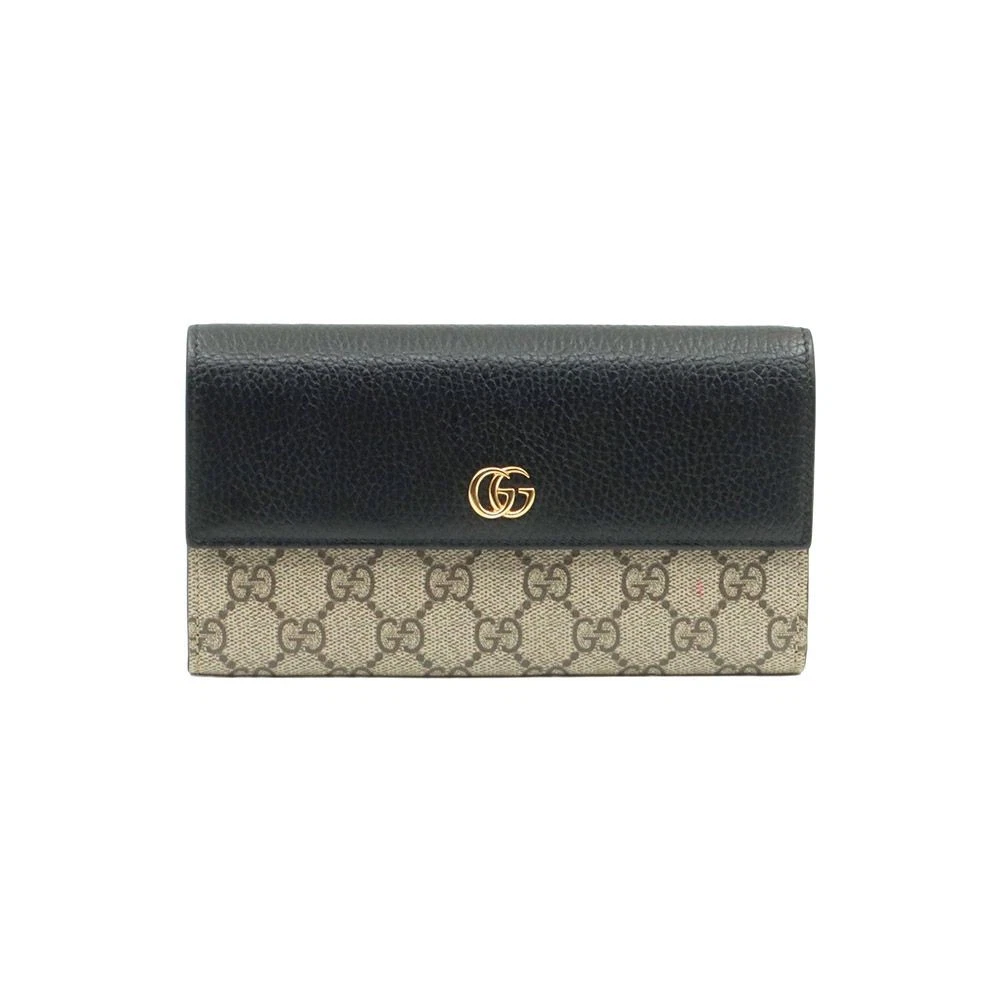 Portefeuille Gucci GG Supreme toile cuir noir doré GG Marmont 456116