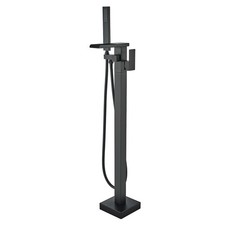 Black Freestanding Bath Faucet with Handheld Shower Tub Filler Tap Floor Mounted