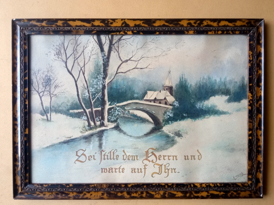 Aquarelle encadrée fin XIXe ou début XXe siècle - Alsace - Photo 3/4