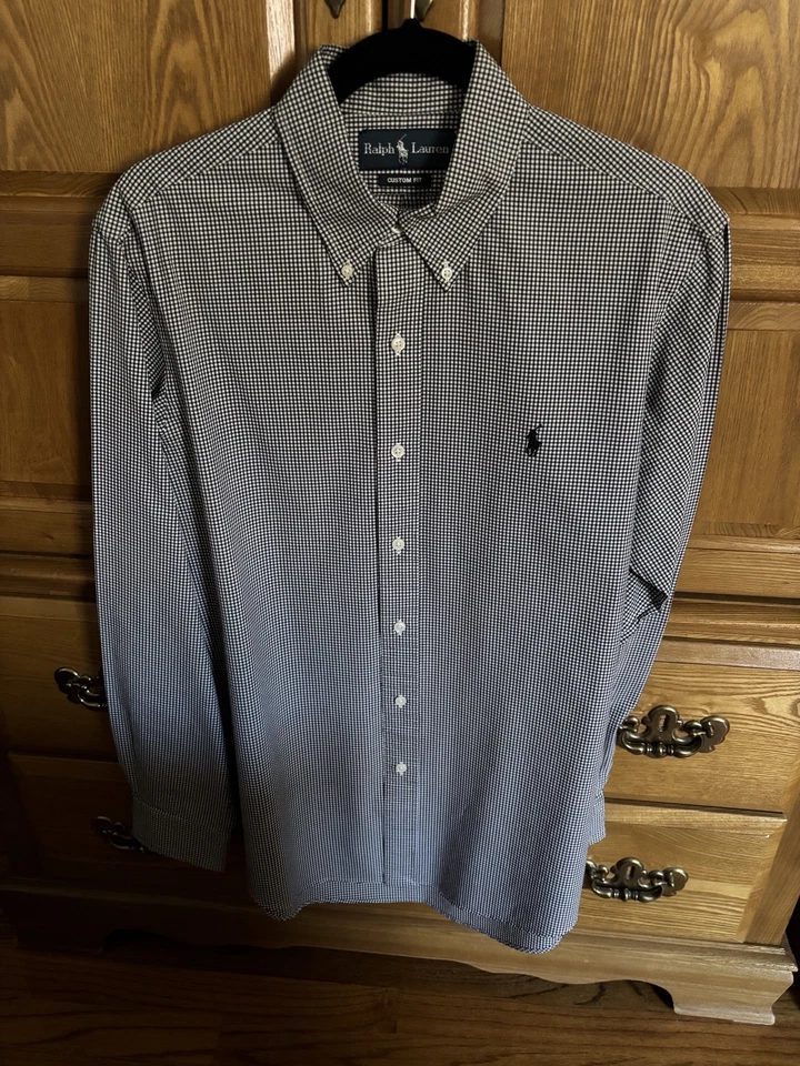 Polo Ralph Lauren Men's Black and White Button-Down Shirt Size M 100% Cotton