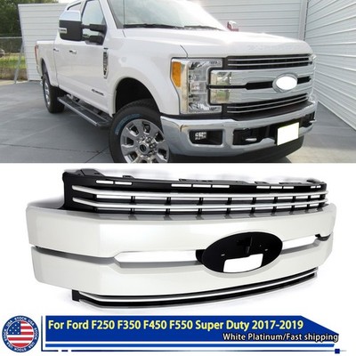 White Platinum Front Grille For Ford F-250 F-350 F-450 Lariat Super Duty 17-19