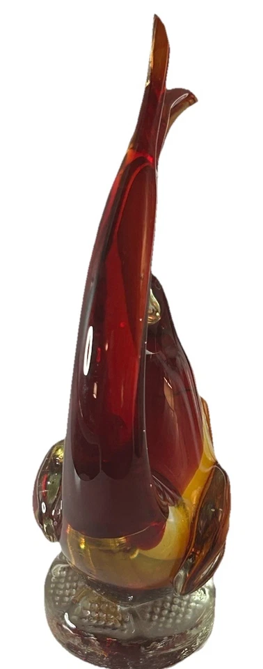 Vintage Murano Sommerso Glass Fish Ruby Amber Mid-Century Italian Art Sculpture  - Image 3 of 4