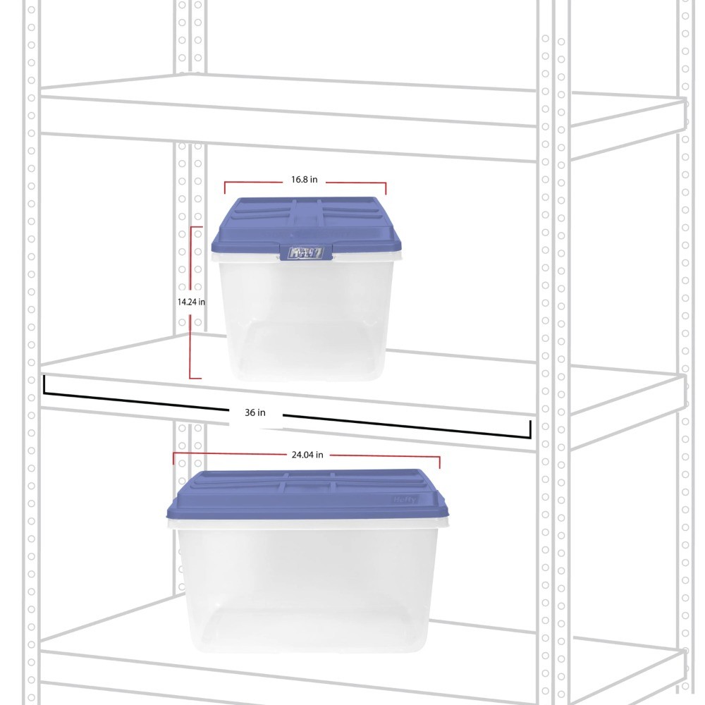   72 Quart Clear Storage Bin, Latched Storage Container, with Blue HI-RISE Lid