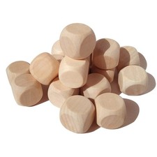 Blank Wooden Dice Unfinished Square Blocks 6 Sided Wood with Rounded Corners