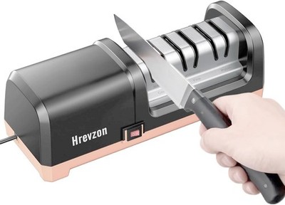 Hrevzon Knife Sharpener, 3 Stages Diamond Electric Knife Sharpener for Stainless