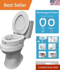 Hinged Toilet Seat Riser - 3.5 Inch Lift for Elongated Toilets, 300lb Capacity