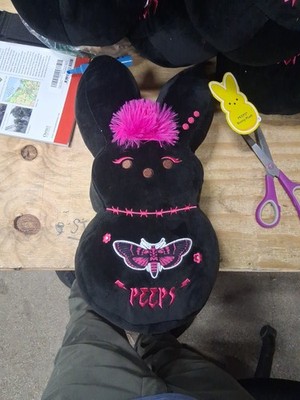 PEEPS Bunny 15-Inch Black Emo Plush Toy for Easter